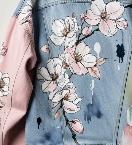 Watercolor Floral Denim Jacket